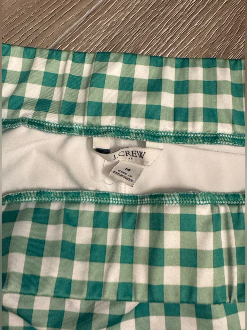 J. Crew Green and White Gingham Mini Skirt with Contrast Piping - Picture 3 of 3